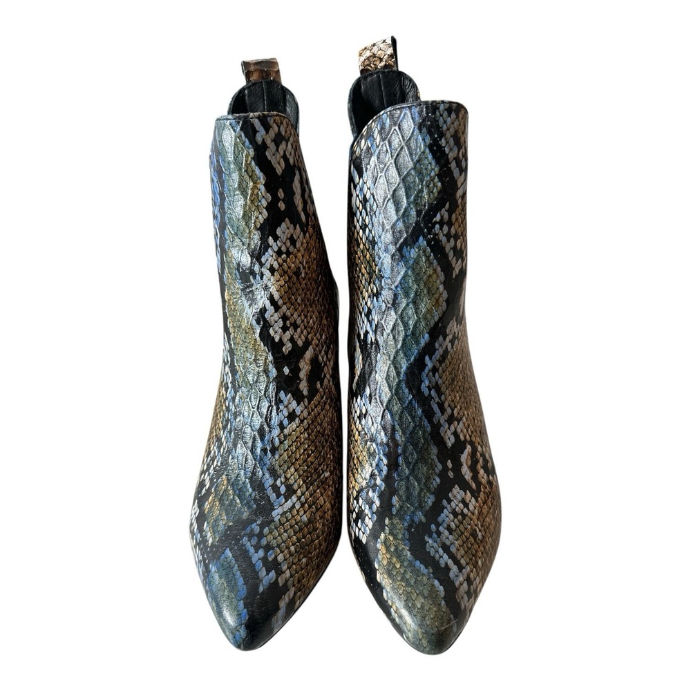 Girotti booties Women Size 39 Italian Leather Snake Print Brown And Blue Luxury - Picture 4 of 8